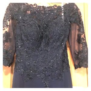 Christina Wu navy sequin long dress